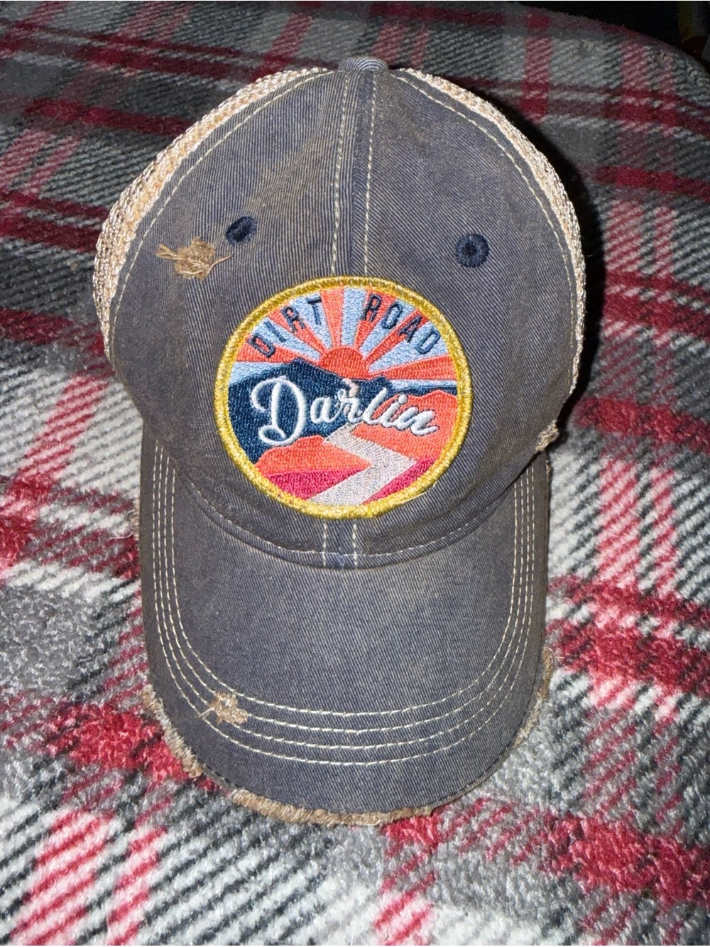 Dirt Road Darlin Distressed Trucker Hat Patch Mesh Snapback Cap
